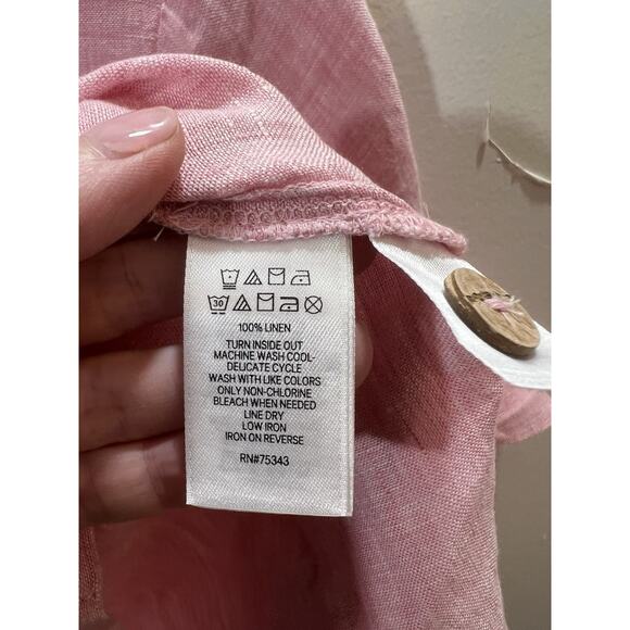 Cynthia Rowley Women’s Linen Blouse Size S Pink Colorful Minimalism Beachy Airy - Picture 6 of 7